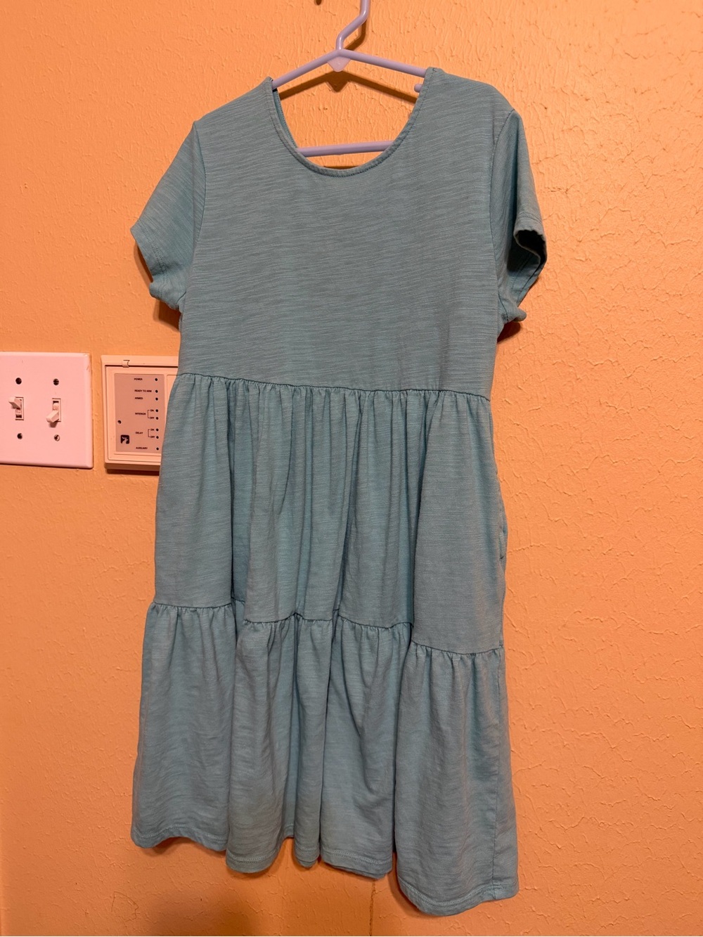 Cat & Jack Aqua Tiered Short Sleeve Dress